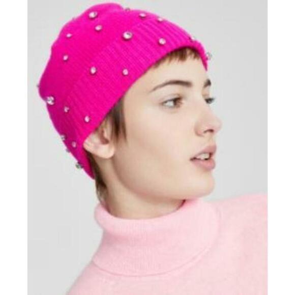 Charter Club Pink Ribbed Cashmere Scarf and Embellished Pink Beanie One Size main image 7